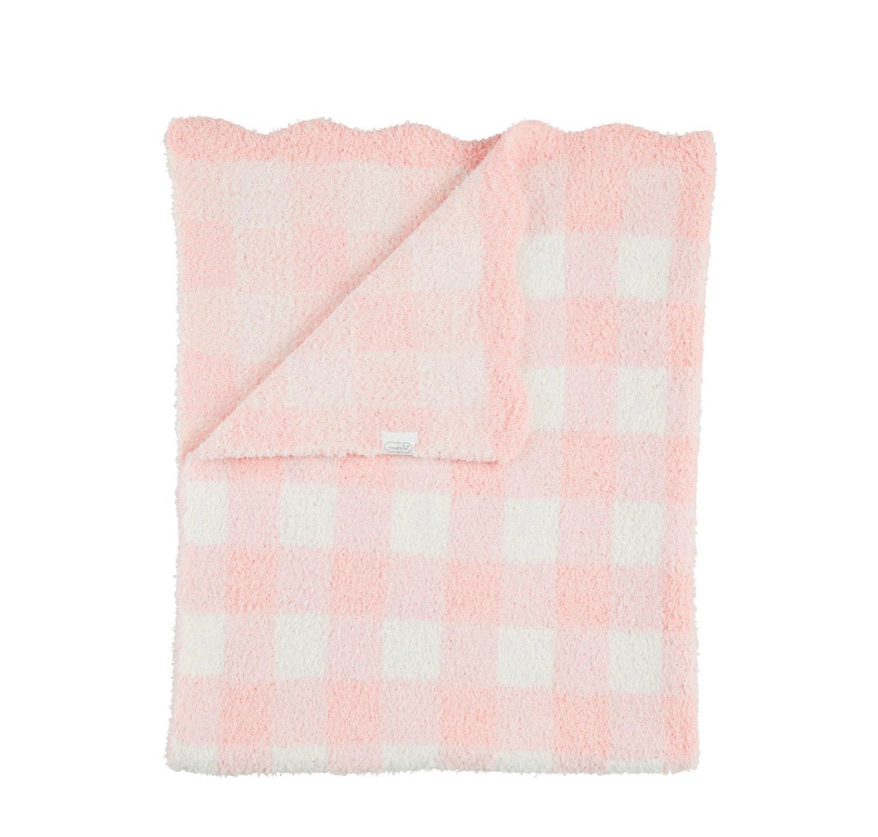 Mud Pie Pink Gingham Chenille Blanket