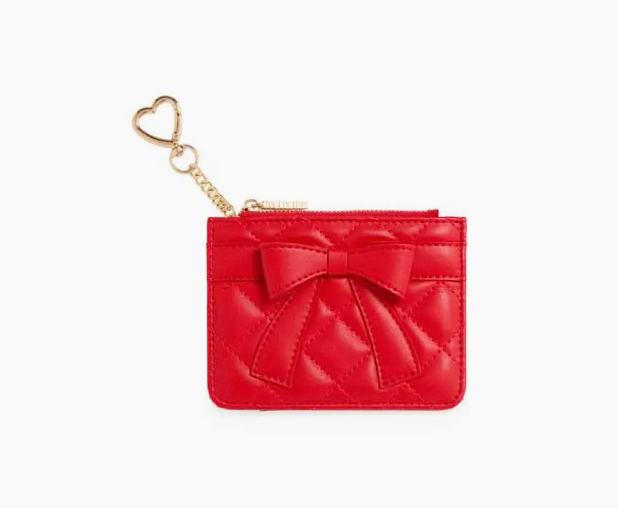 Quilted Bow Card Case Red