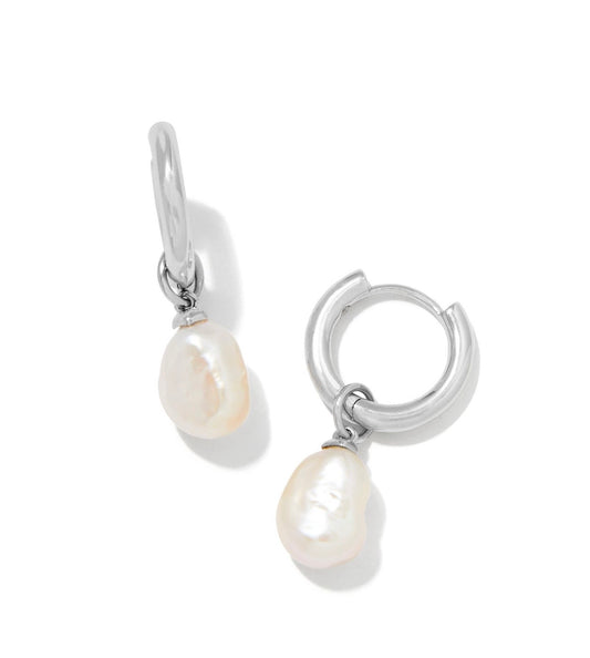 Kendra Scott Willa Pearl Huggie Earrings: Silver