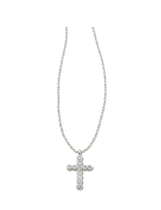 Kendra Scott Cross Crystal Pendant Necklace: Silver