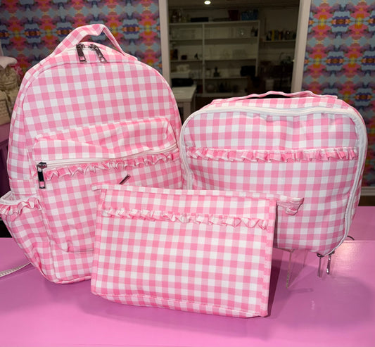 Sugar Bee Pink Gingham - Lunch Bag