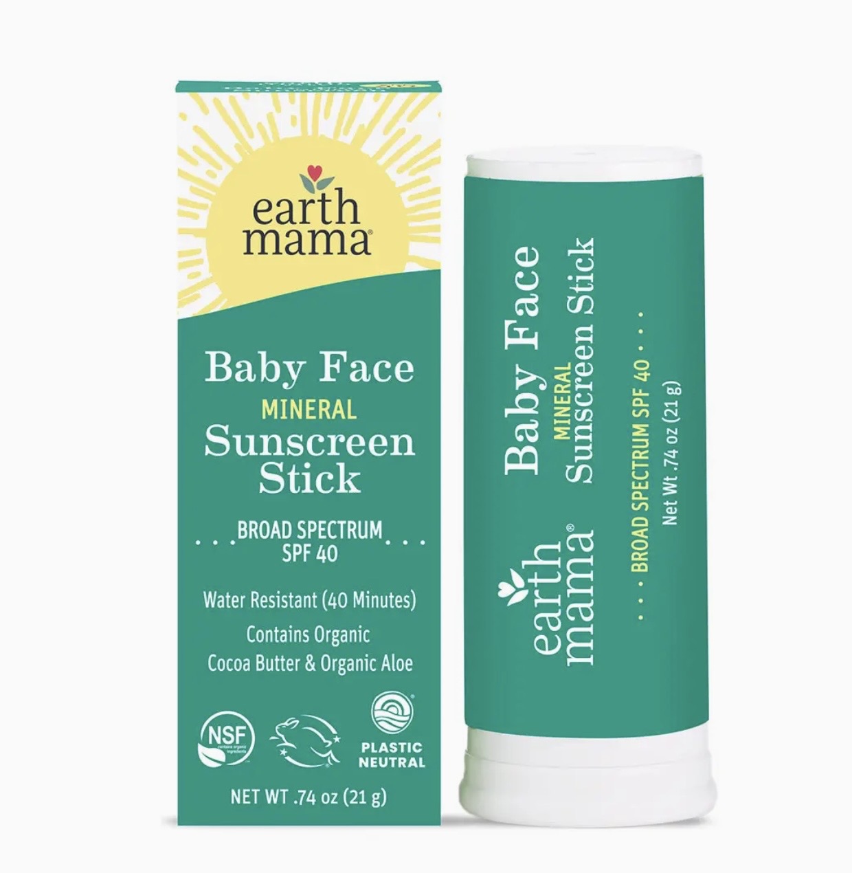 Earth Mama Baby Face Mineral Suncreen Face Stick SPF 40