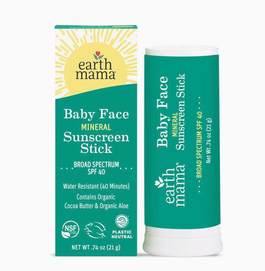 Earth Mama Baby Face Mineral Suncreen Face Stick SPF 40