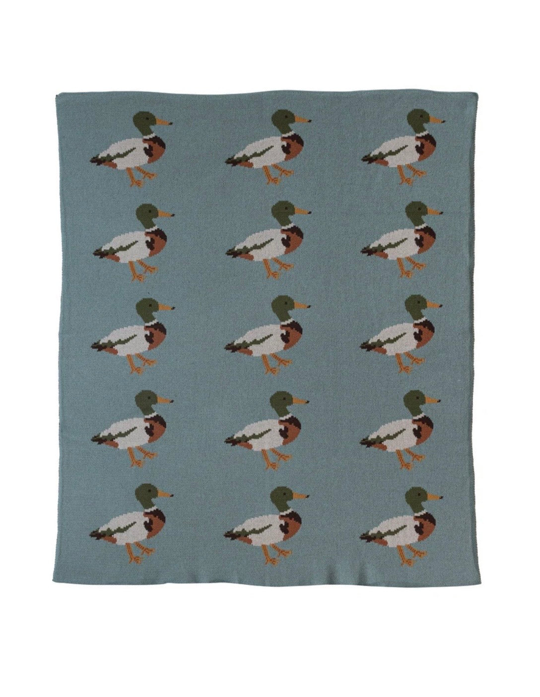 Cotton Knit Baby Blanket w Ducks