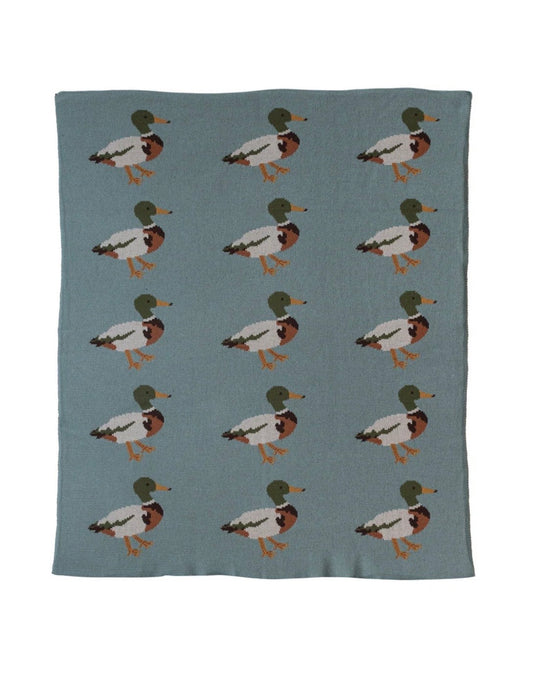 Cotton Knit Baby Blanket w Ducks