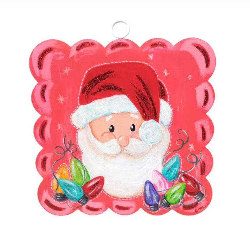 Round Top Large Scallop Art Santa All Tied Up