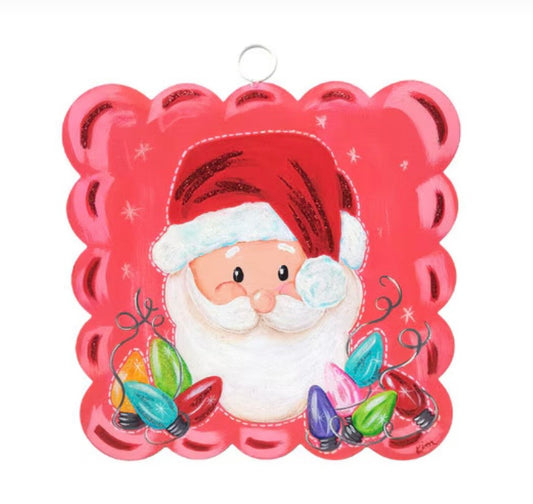 Round Top Large Scallop Art Santa All Tied Up