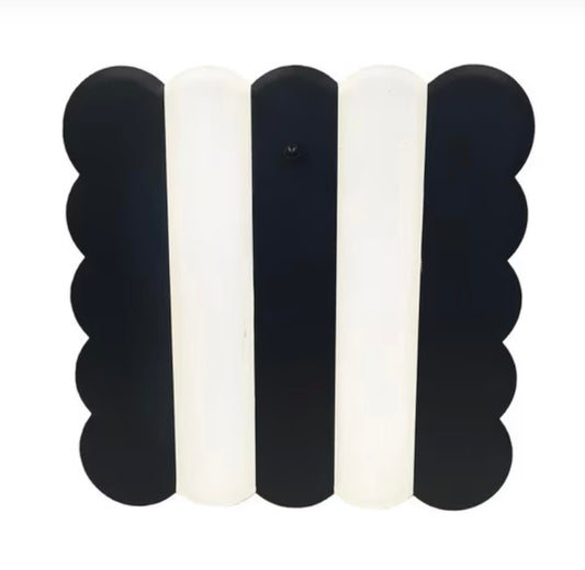Round Top Large Black & White Scallop Display Board
