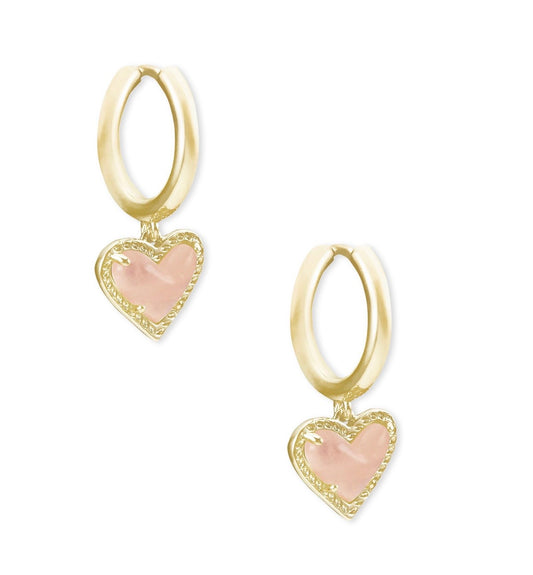 Kendra Scott Ari Heart Huggie Earrings Gold Rose