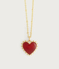 Anabel Aram - Heart with Stone Pendant Necklace: Red Onyx