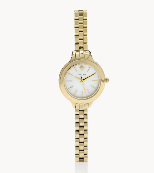 Kendra Scott Alex 28MM Narrow Watch Gold Tone Ivory Mop