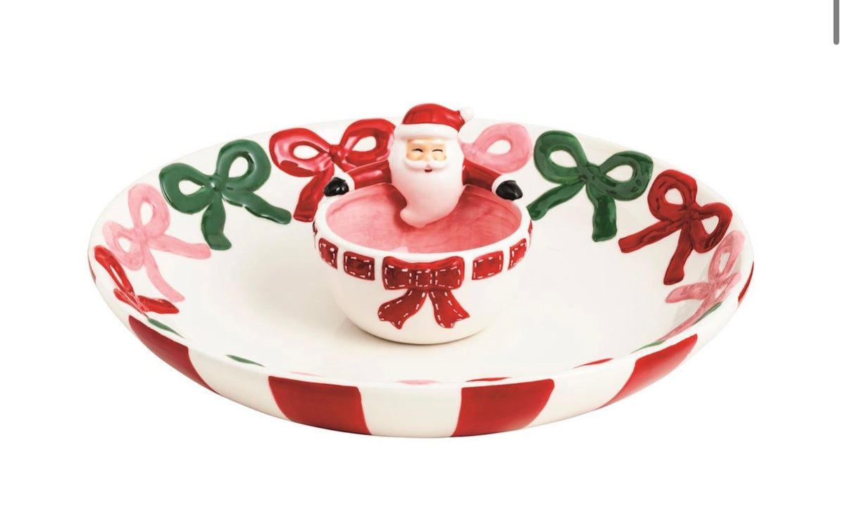 Mud Pie Bow Santa Chip and Dip Set