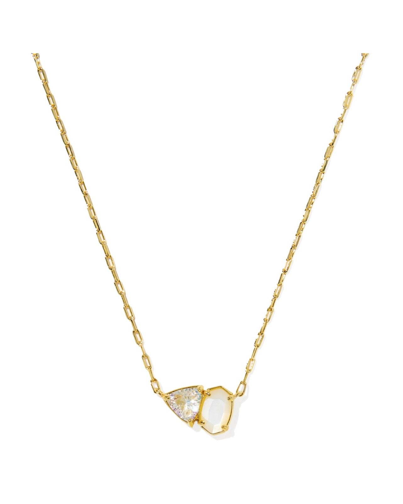 Kendra Scott Tatum Short Pendant Necklace: Gold White