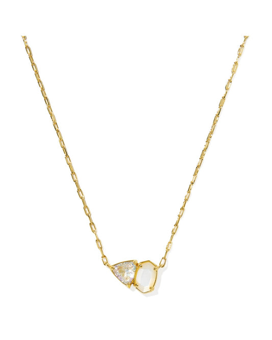 Kendra Scott Tatum Short Pendant Necklace: Gold White