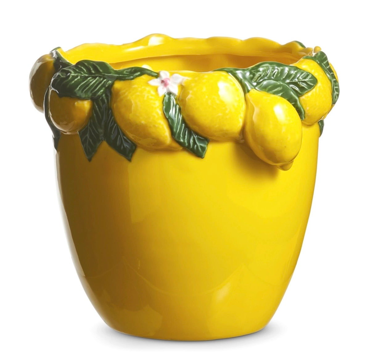 Raz 7” Yellow Planter w Lemon Rim