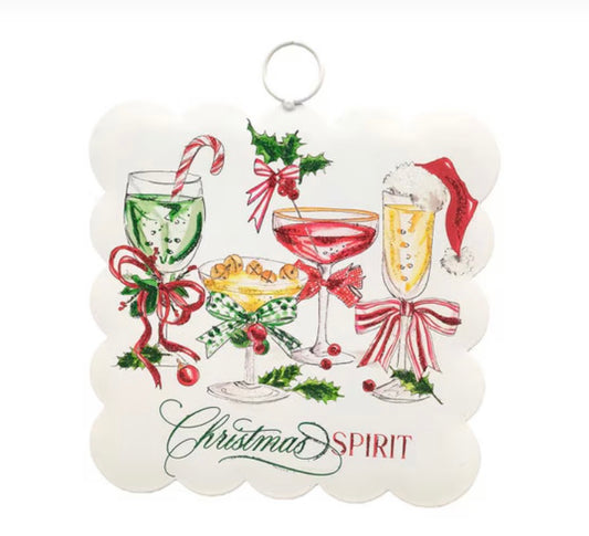 Round Top Mini Scallop Art Christmas Spirits
