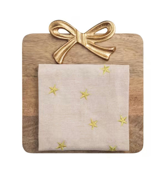 Mud Pie Gold Bow Wood Square Board