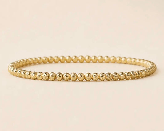 Lenny & Eva Tarnish Resistant Gold Plated 4mm Textured Beaded Stretch Bracelet
