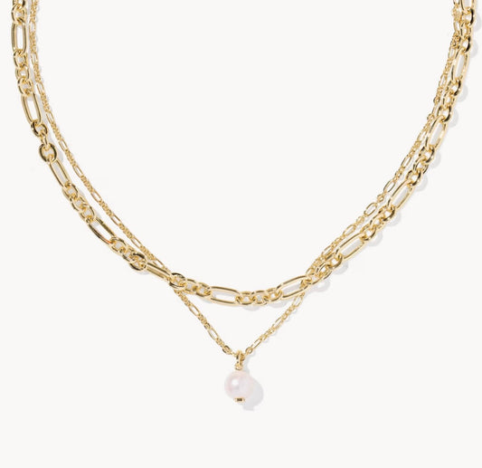 Kendra Scott Ashton Pearl Multi Strand Necklace: Gold