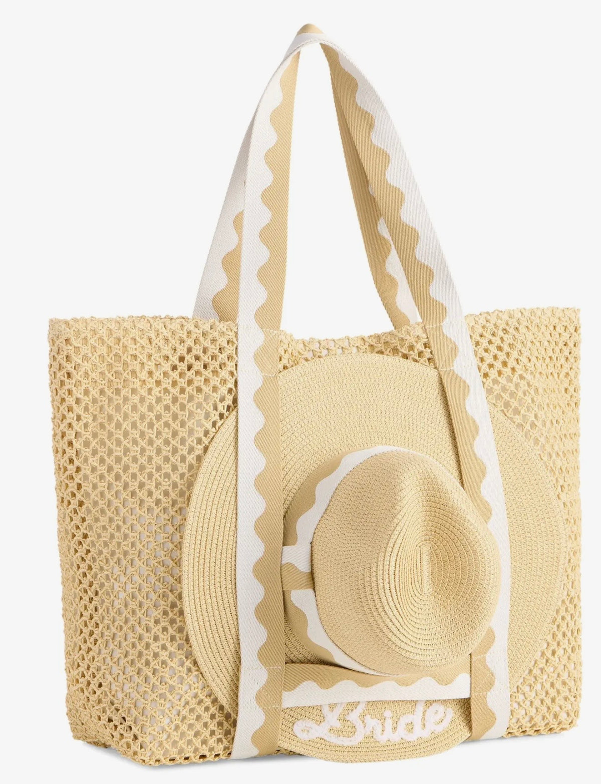 Bride Hat & Tote Set Natural
