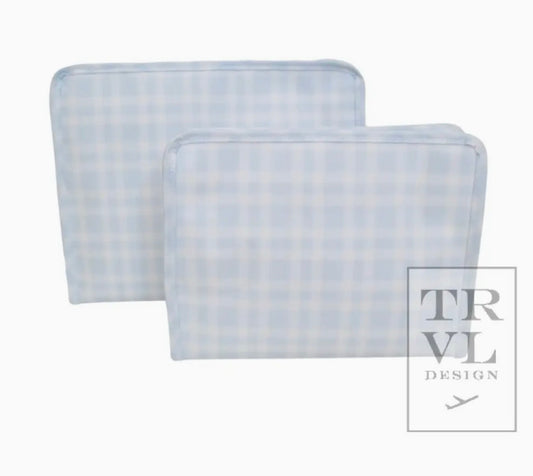 TRVL Design Roadie Medium - Pimlico Plaid Blue Zip Pouch