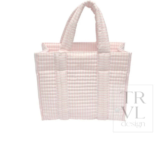 TRVL Design Quilted Mini Go Go Tote - Pimlico Stripe Pink