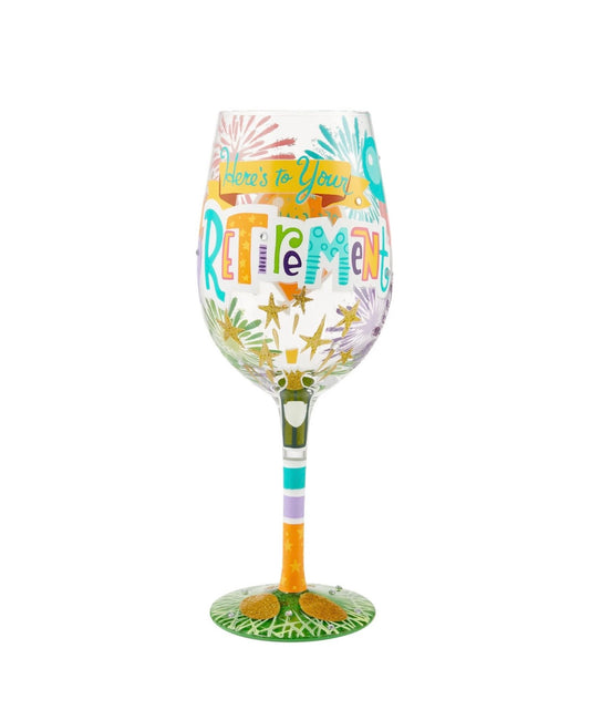Lolita Here’s to your Retirement Hand Painted Wine Glass
