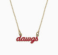 Bulldogs Enamel Script Necklace in Red