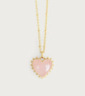 Anabel Aram - Heart with Stone Pendant Necklace: Rose Quartz