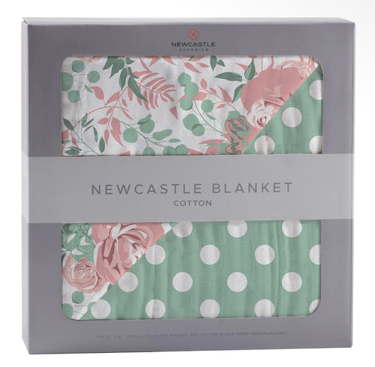 New Castle Classics Desert Rose & Jade Polka Dot Blanket