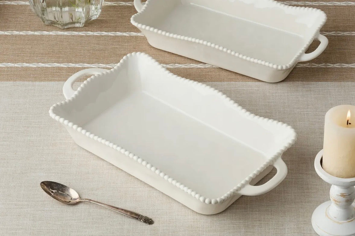 Certified Perlette Cream Large Rectangular Baker 16”x10.25”