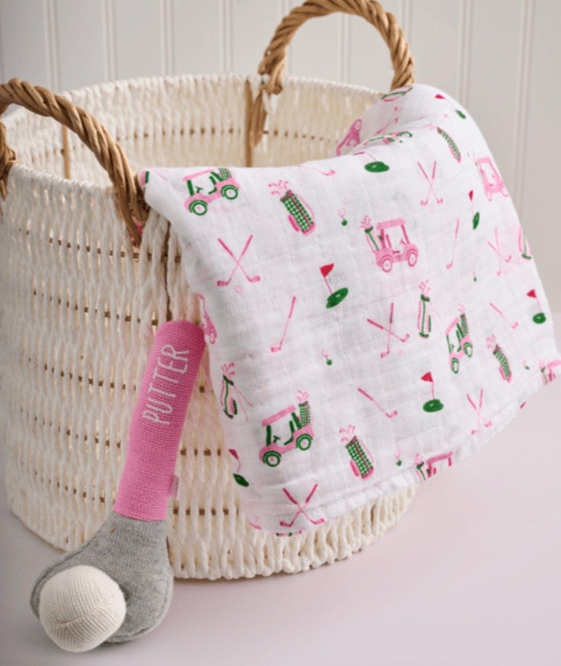 Mud Pie Girl Golf Swaddle and Rattle