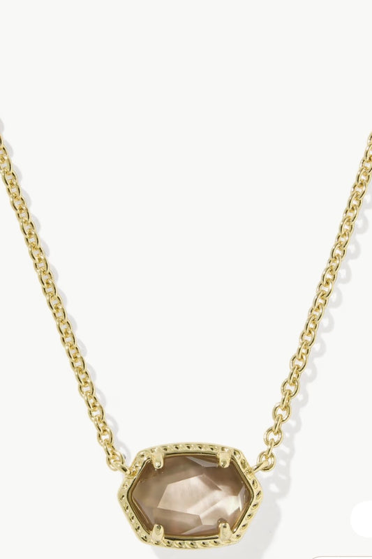 Kendra Scott Daphne Frame Short Pendant Necklace - Gold Taupe Mother of Pearl