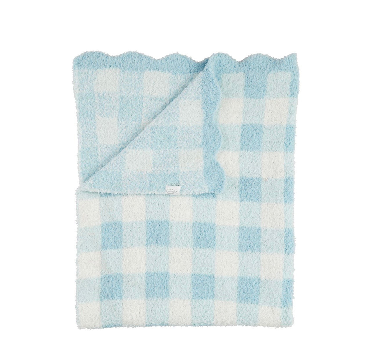 Mud Pie Blue Gingham Chenille Blanket