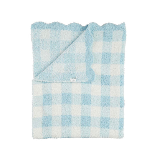 Mud Pie Blue Gingham Chenille Blanket