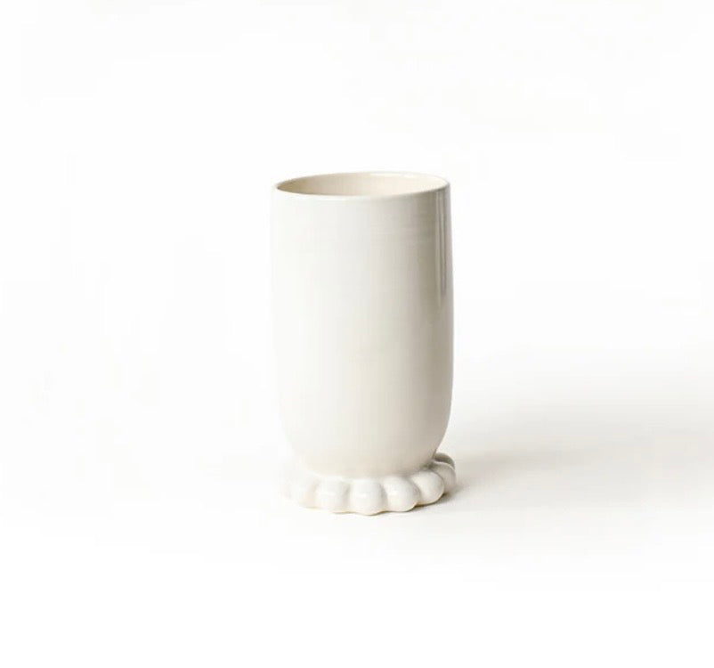 Cotton Colors Signature White Medium Cylinder Vase with Knobbed Foot