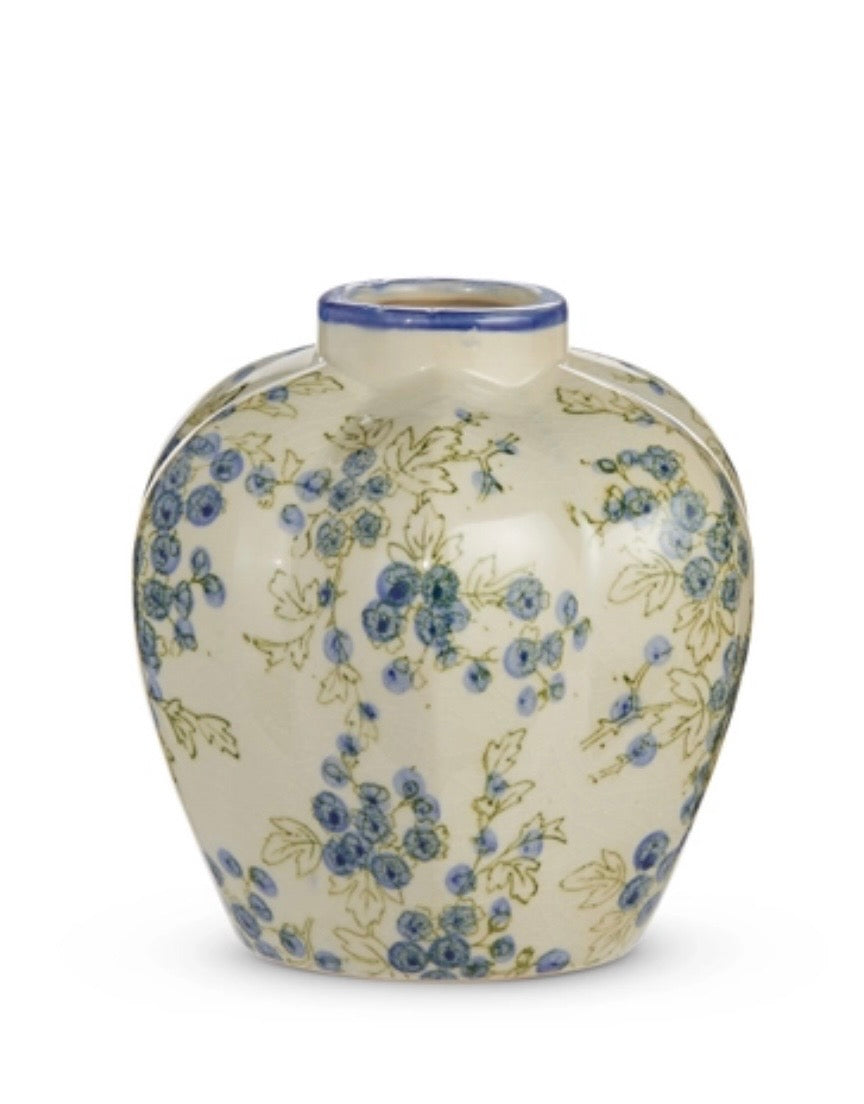 Raz Blue Floral Vase