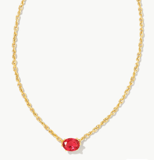 Kendra Scott Cailin Crystal Pendant Necklace - Gold Red Crystal