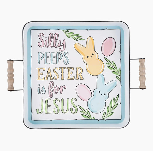 Silly Peeps and Eggs Easter Enamel Tray