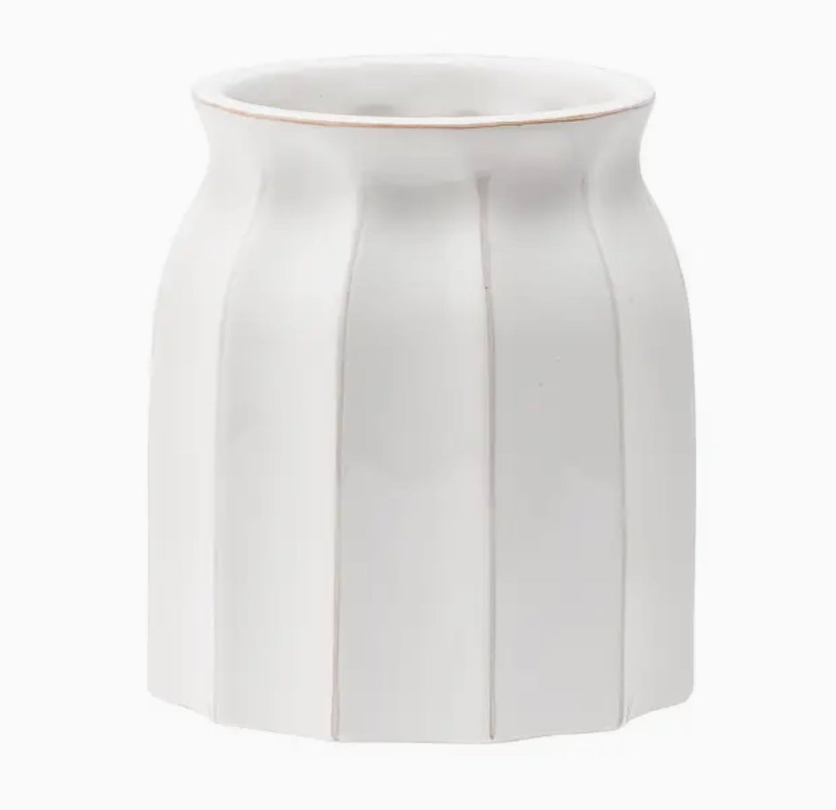 White Fluted Ceramic Planter