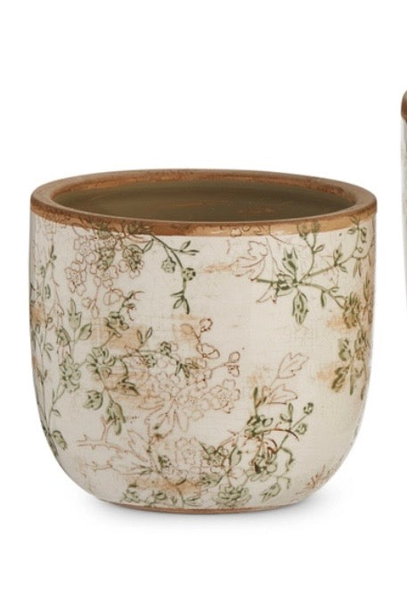 RAZ Taupe Floral Cache Pots - Small