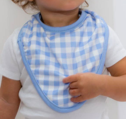 Sugar Bee Bandana Bib - Blue Gingham