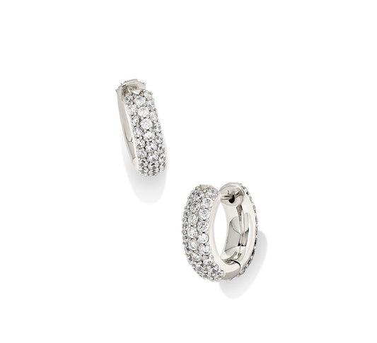 Kendra Scott Mikki Pave Huggie Earrings: Silver