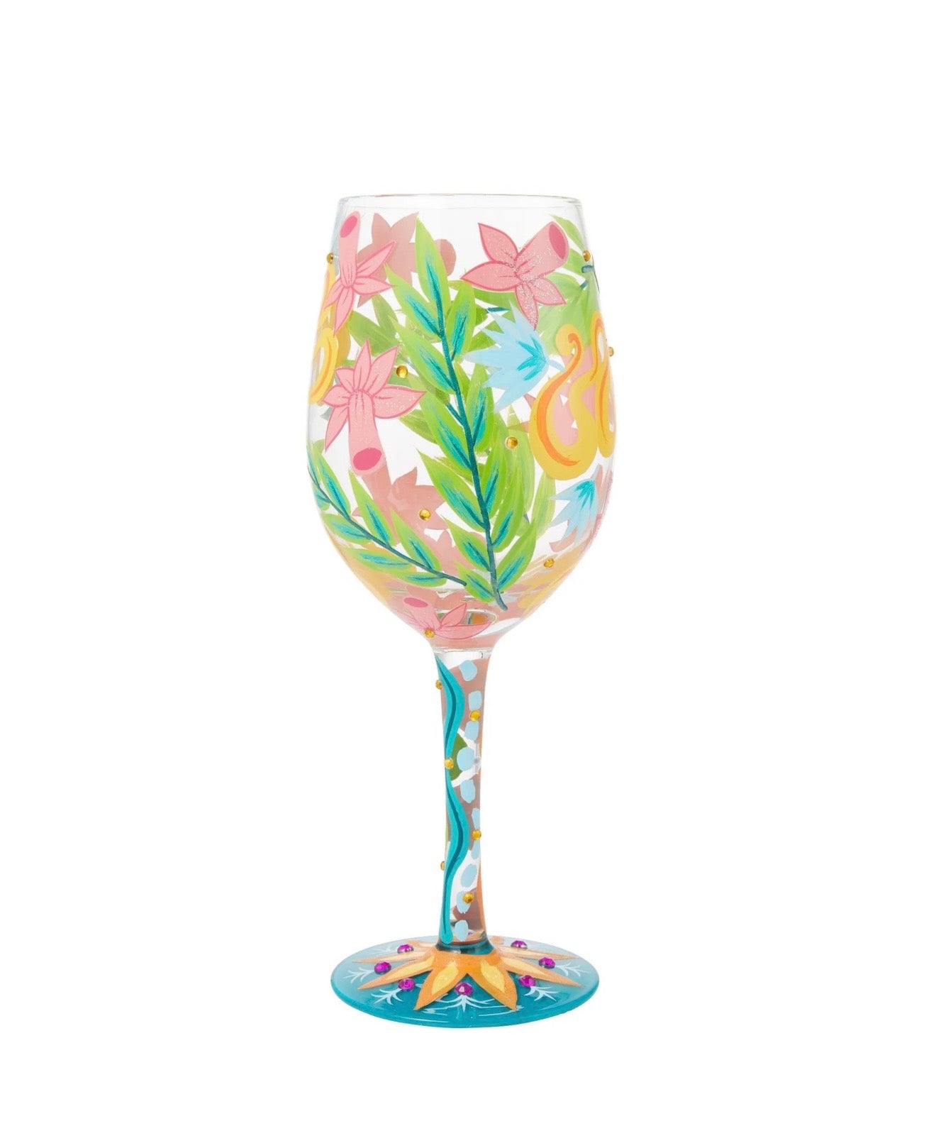 Lolita Fashion Florals Hand Painted Wine Glass