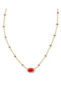 Kendra Scott Mini Elisa Enamel Frame Short Pendant Necklace: Red