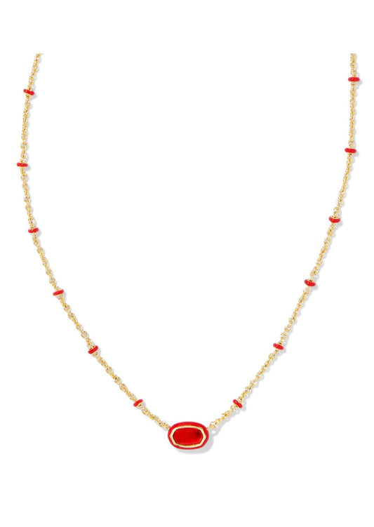 Kendra Scott Mini Elisa Enamel Frame Short Pendant Necklace: Red