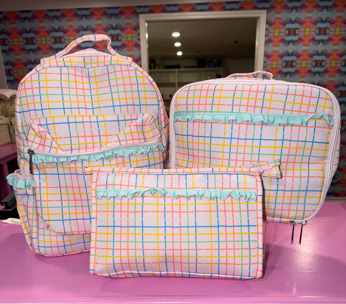 Sugar Bee Pink Plaid - Standard Backpack