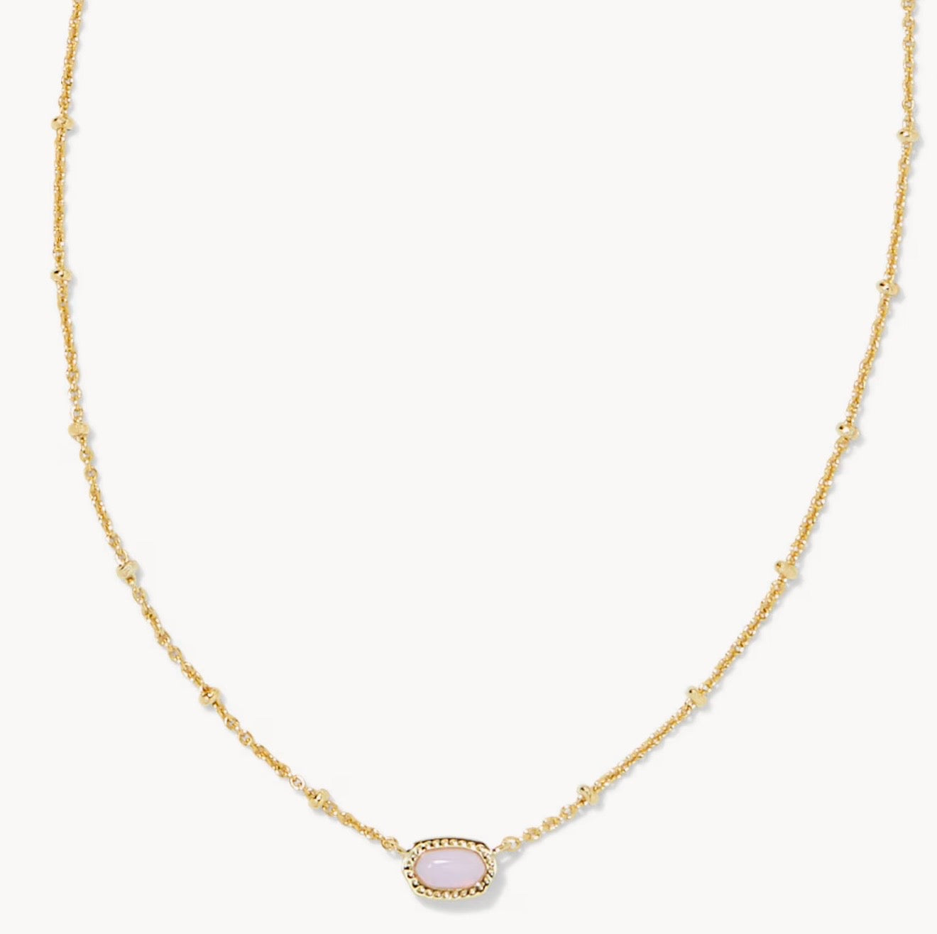 Kendra Scott Mini Elisa Satellite Short Pendant Necklace Gold Pink Opalite Crystal