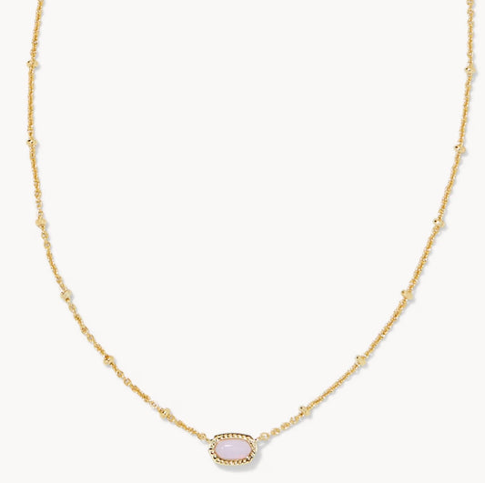 Kendra Scott Mini Elisa Satellite Short Pendant Necklace Gold Pink Opalite Crystal
