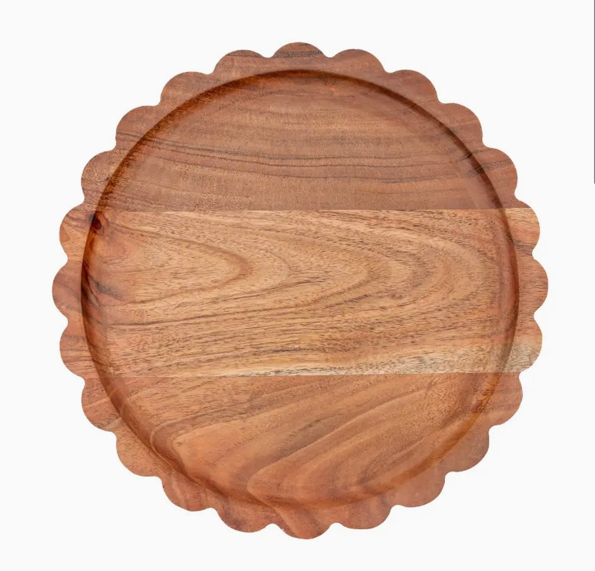 Scalloped Acacia Wood Tray Large